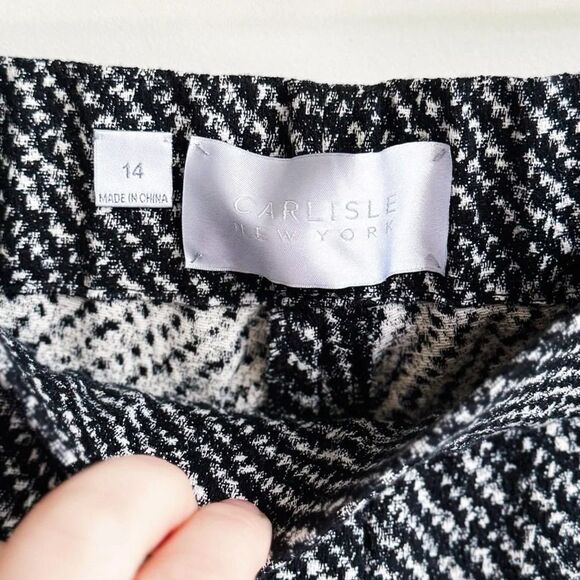 Carlisle New York Black White Textured Tweed Straight Leg Pants | Size 14 - Picture 5 of 5